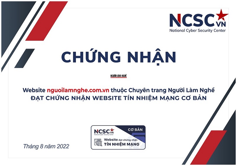 Công bố | Chuyên trang Người Làm Nghề đã đạt chứng nhận Website Tín nhiệm mạng cơ bản